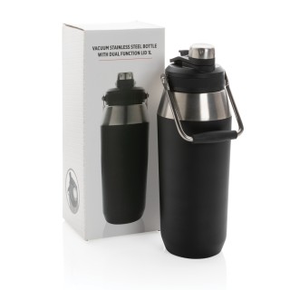 Botella 1l acero inoxidable con doble tapa personalizada